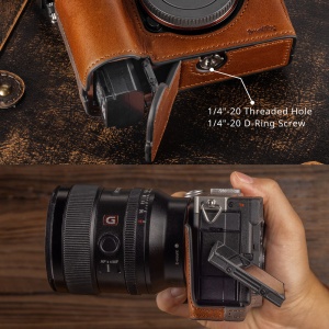 SmallRig 5015 Half Case Kit, Husa din piele maro pentru Sony a7C II / a7CR