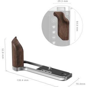SmallRig 5265, Placa de montare in forma de L cu maner din lemn pentru FUJIFILM GFX100RF Argintiu