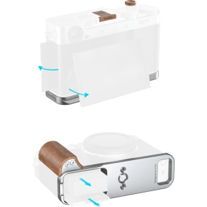 Placa de montare in forma de L SmallRig 5984 cu maner din lemn pentru FUJIFILM X-E5 argintiu