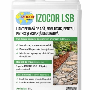 Liant pe bază de apă pentru pietriș și scoarță decorativă IZOCOR LSB 10 kg – pentru alei decorative, borduri și grădini