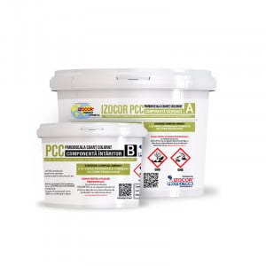 Rășină epoxidică transparentă pentru covor din piatră colorată IZOCOR PCC-CL 1,4 kg – liant pentru piatră decorativă și nisip de cuarț