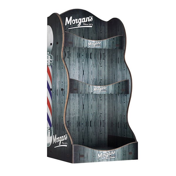 Morgan's Pomade Wooden 3 Shelf Barber Counter Display