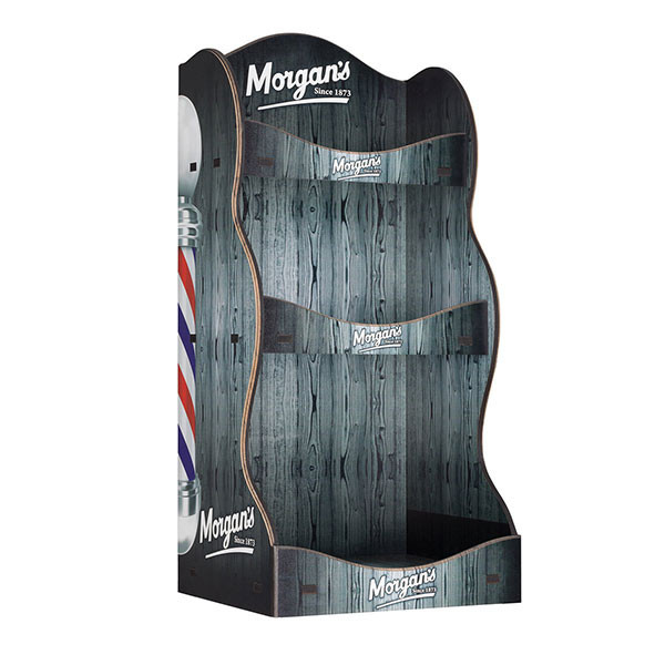 Stand prezentare produse Morgan's Pomade Wooden 3 Shelf Barber Counter Display