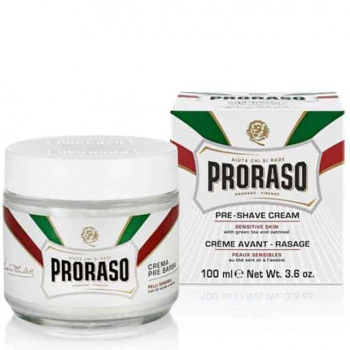 Crema inainte de ras Proraso Green Tea & Oatmeal Sensitive Pre-Shave Cream 100ml