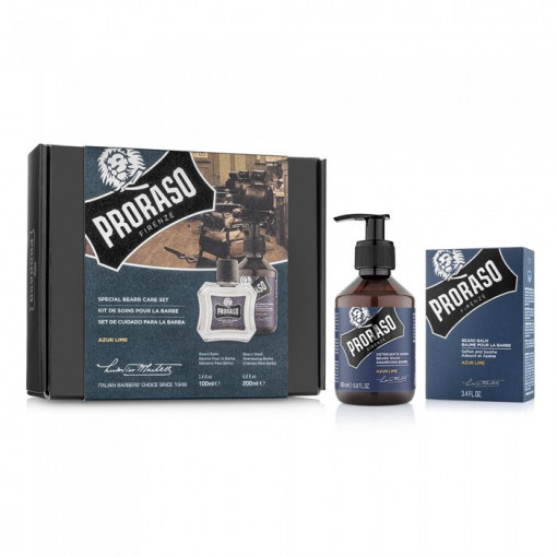 Proraso Azur Lime Beard Care Set - Beard Balm and Beard Shampoo