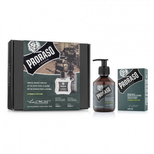Proraso Cypress and Vetiver Beard Care Set - Beard Balm and  Beard Shampoo