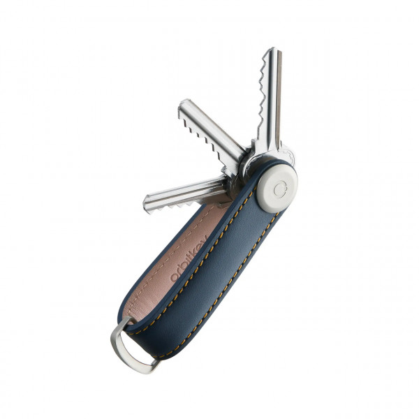 Organizator chei din piele Orbitkey 2.0 Leather Navy & Tan Stitching