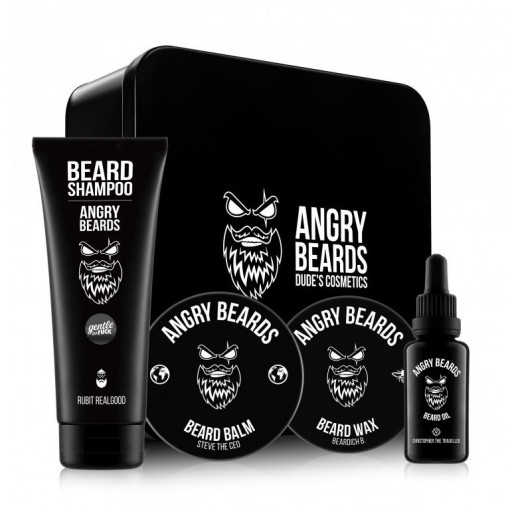 Set cadou îngrijire barbă Angry Beards Christopher The Traveller & Steve The CEO