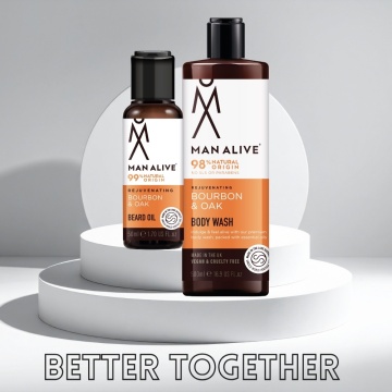 Gel de dus cu ulei de barba Man Alive Bourbon & Oak 500ml