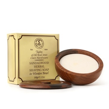 Sapun de ras in bol de lemn Taylor of Old Bond Street Sandalwood Shaving Soap in Wooden Bowl 100g