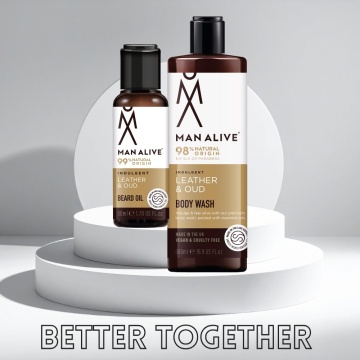 Man Alive Leather & Oud Body wash with Beard Oil