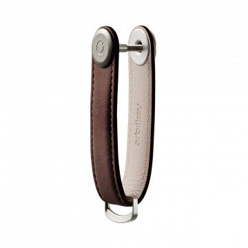 Organizator chei din piele Orbitkey 2.0 Leather Espresso & Brown Stitching 