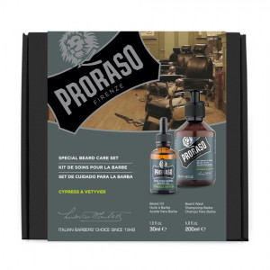 Set ingrijire barba Proraso Cypress and Vetiver - ulei si sampon pentru barba