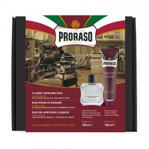 Set de barbierit Proraso Sandalwood & Shea Butter - crema de ras si balsam after shave