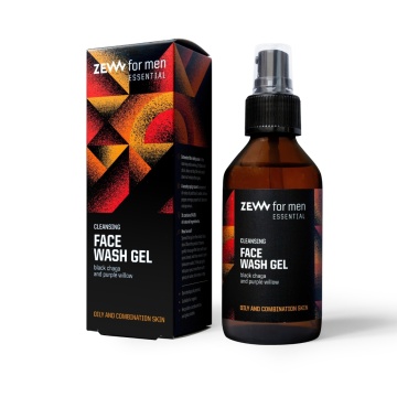 Zew for Men Facial Cleansing gel for men with black chaga – oily and combination skin 100ml