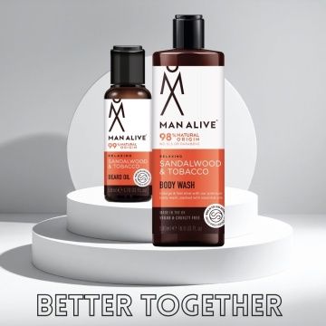Gel de dus cu ulei de barba Man Alive Sandalwood & Tobacco