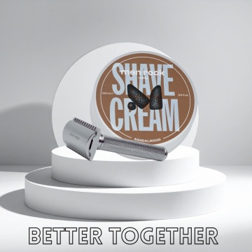 Men Rock Sandalwood Shaving Cream with Double Edged Razor Closed Comb
