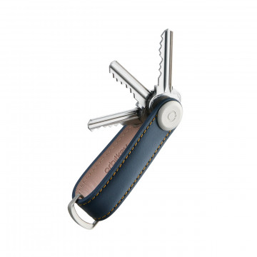 Organizator chei din piele Orbitkey 2.0 Leather Navy & Tan Stitching 