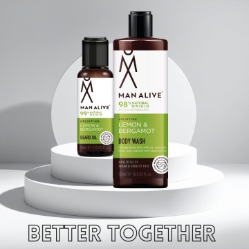 Gel de dus cu ulei de barba Man Alive Lemon & Bergamot