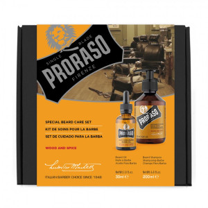 Set ingrijire barba Proraso Wood & Spice - ulei si sampon pentru barba