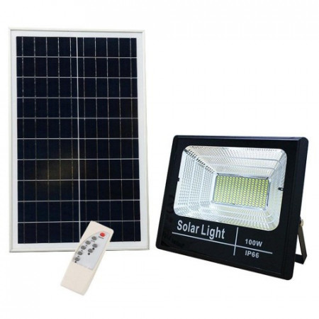 Proiector LED 100W SMD cu Panou Solar si Telecomanda