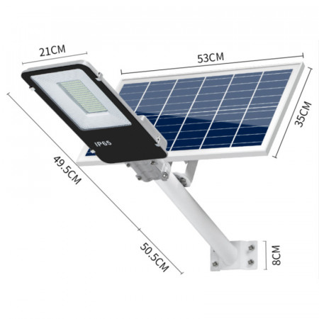 Lampa LED 200W Iluminat Stradal Solara cu telecomanda, senzor crepuscular si suport metalic