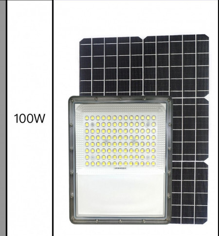 Proiector LED 100W cu panou solar si telecomanda