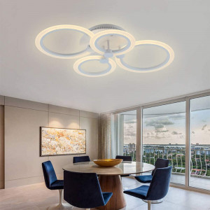 Lustra LED 56W Dimabila cu 4 cercuri, 3 culori si telecomanda