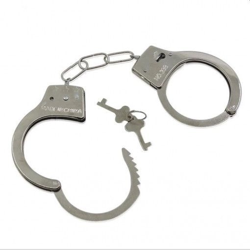 Catuse politist, 2 chei, metalice, diametru interior 5.2 cm, argintiu
