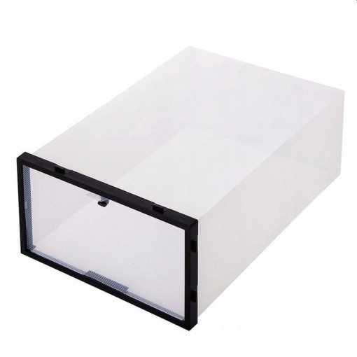 Cutie depozitare incaltaminte, inchidere cu capac, transparenta, 31x21x12 cm, material plastic
