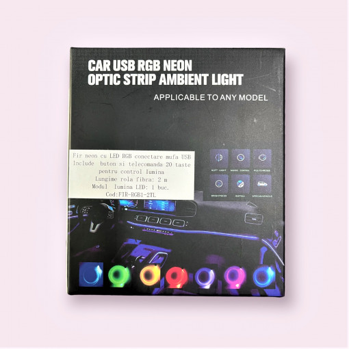 Fir neon cu LED RGB conectare mufa USB si telecomanda Cod:FIR-RGB1-2TL