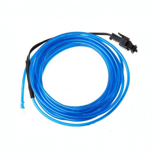 Kit 2 m fir electroluminescent cu invertor culoare albastru