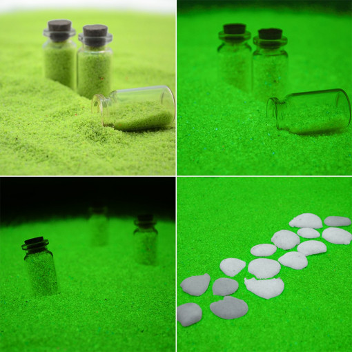 Nisip decorativ verde deschis fosforescent pachet 500 grame
