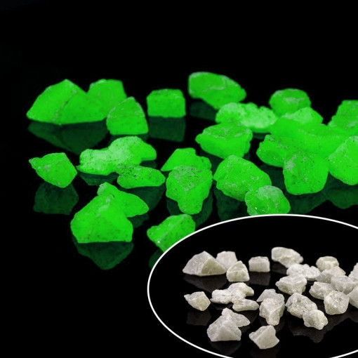 Pietricele fosforescente verzi pentru decor glow, granulatie 35 mm, natur pachet 1000 grame