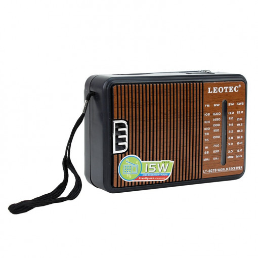 Radio fm portabil, 4 benzi, 15w, antena telescopica, baterii r20, leotec