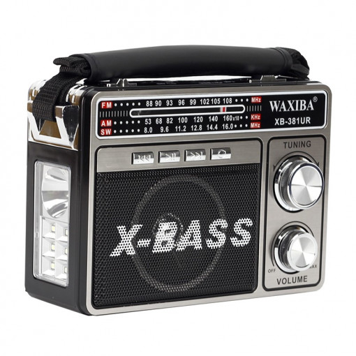 Radio portabil cu lanterna, usb, tf sd, mp3, antena telescopica, am/fm, retro