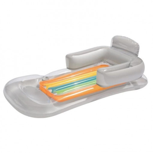 Saltea gonflabila pentru piscina, fotoliu sezlong 150x77 cm, suport pahar culoare gri