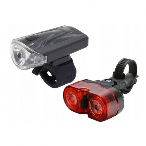 Set far si stop led pentru bicicleta, 3 moduri iluminare, coliere de fixare