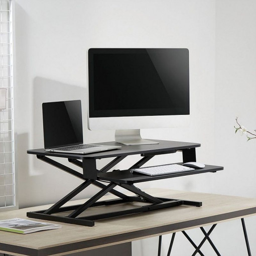 Suport de birou, lucru in picioare sau sezut, inaltime ajustabila 10-50 cm, suport tastatura