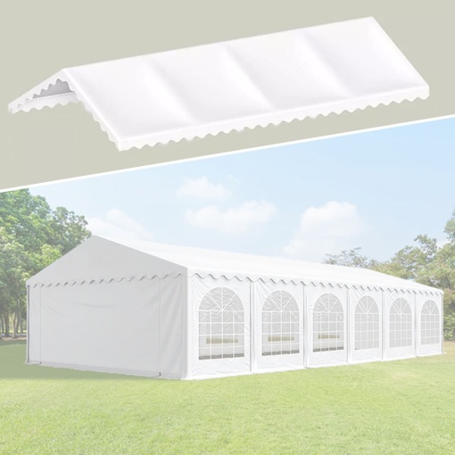 Acoperis pentru cort de 12x6x2.6/3.7 metri, ignifugat, 480 g/mp, prindere scai, pvc, alb
