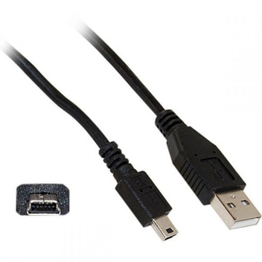 Cablu incarcare si transfer date usb a mini usb, lungime 1 m, negru