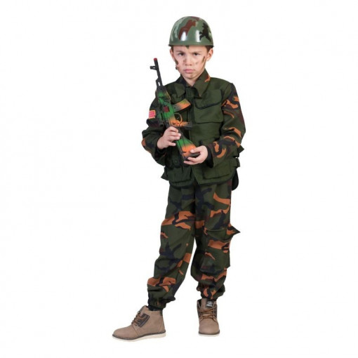 Costum soldat forte speciale, baieti 6-14 ani, camasa cu vesta camuflaj marime 140