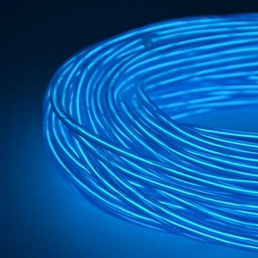 Fir electroluminescent el wire neon, 2.8 mm, insertie metalica, permite modelare culoare albastru