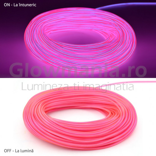 Fir electroluminescent neon flexibil el wire 5 mm culoare roz