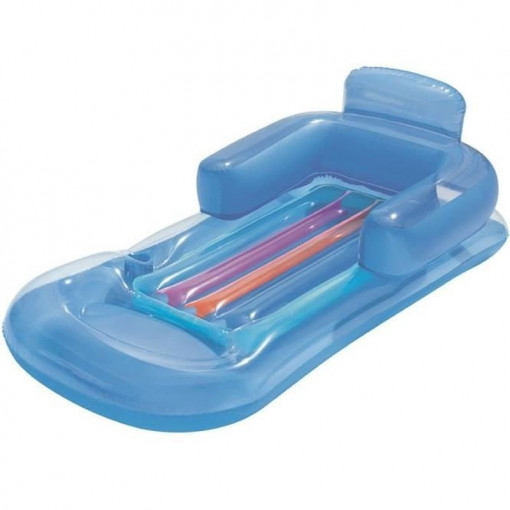 Saltea gonflabila pentru piscina, fotoliu sezlong 150x77 cm, suport pahar culoare albastru
