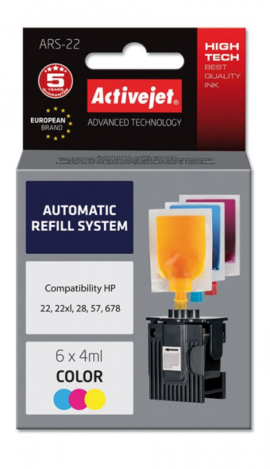 Sistem kit automat de refill color pentru hp 22 hp 28 hp 57 activejet