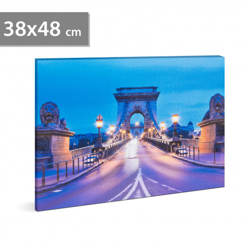 Tablou decorativ cu LED - "Podul cu lanțuri" - 2 x AA, 38 x 48 cm