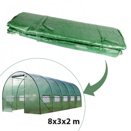 Folie protectie pentru solar de gradina, 8x3x2m, 10 ferestre, pe 140g/mp, filtru protectie uv
