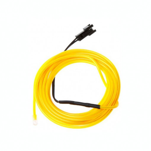 Kit 2 m fir electroluminescent cu invertor culoare galben