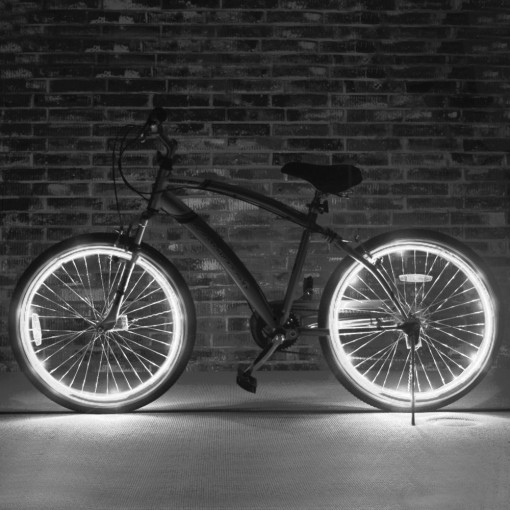 Kit fir luminos el wire pentru tuning roti bicicleta, lungime 4 m, invertoare incluse culoare alb